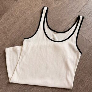 a new day White Tank Top with Black Lining